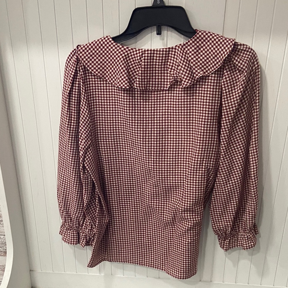 LC Lauren Conrad Checkered Ruffle Blouse - Red - Picture 3 of 3
